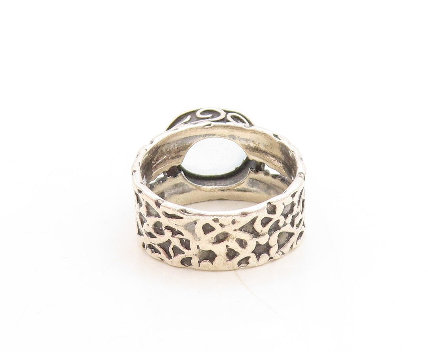 925 Sterling Silver Vintage Ring SHABLOOL ISRAEL Dark Tone Topaz Sz 10.5 RG31610