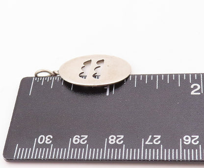 925 Sterling Silver Vintage Pendant Minimalist Oval Cutout Design  PT23666