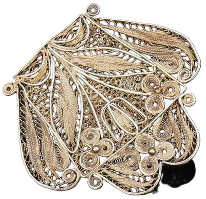 PERU 925 Silver  Vintage Antique Floral Beaded Filigree Brooch Pin  BP9668