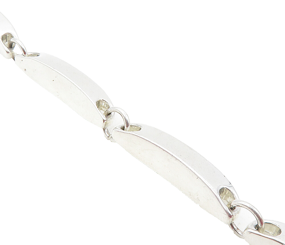 925 Sterling Silver  Shiny Smooth Hollow Bar Link Chain Bracelet  BT4018