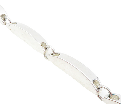 925 Sterling Silver  Shiny Smooth Hollow Bar Link Chain Bracelet  BT4018