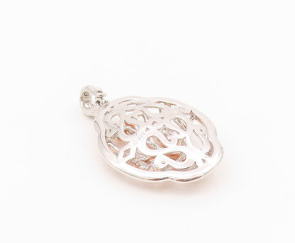 925 Sterling Silver Vintage Pendant Rose Gold Plated CZ Brutalist Cut  PT24290