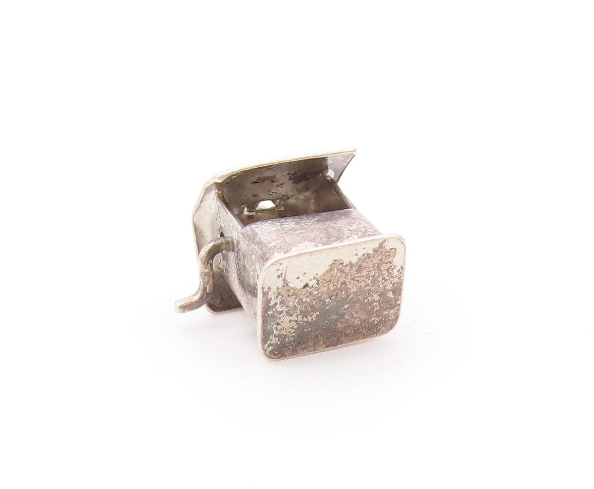 925 Sterling Silver  Vintage Petite Bird House Dark Tone Pendant  PT15987