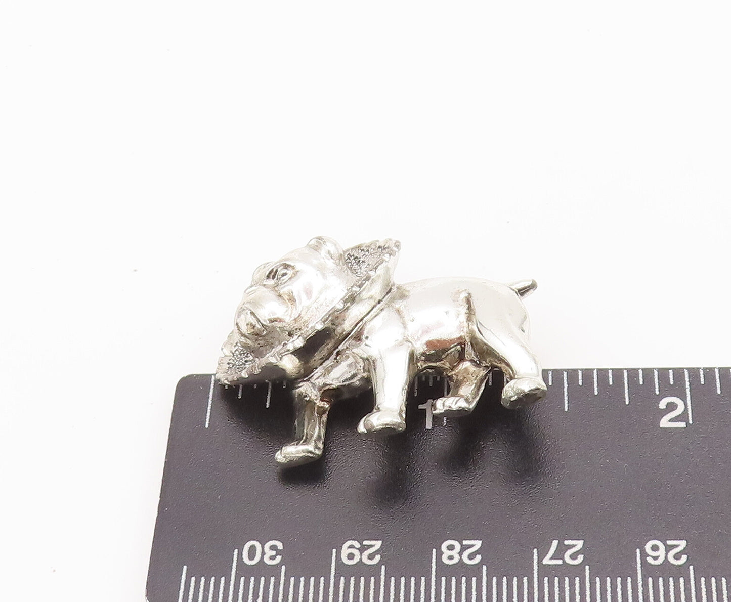 925 Sterling Silver Vintage Brooch Pin 3D Carved Pitbull With Pet Cone  BP10655