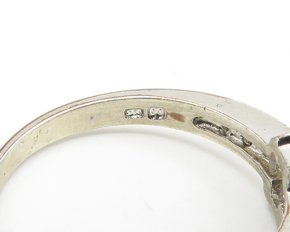 925 Sterling Silver  Cubic Zirconia Solitaire With Accents Ring Sz 8  RG14061