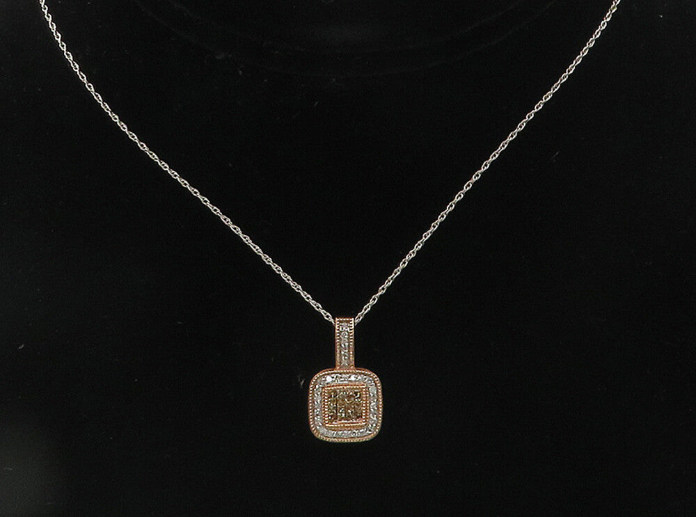 925 Silver & 10K GOLD  Genuine Diamonds Rose Gold Plated Chain Necklace NE1990