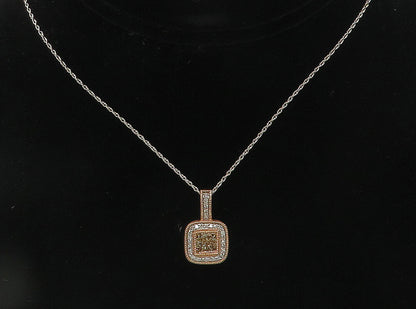 925 Silver & 10K GOLD  Genuine Diamonds Rose Gold Plated Chain Necklace NE1990