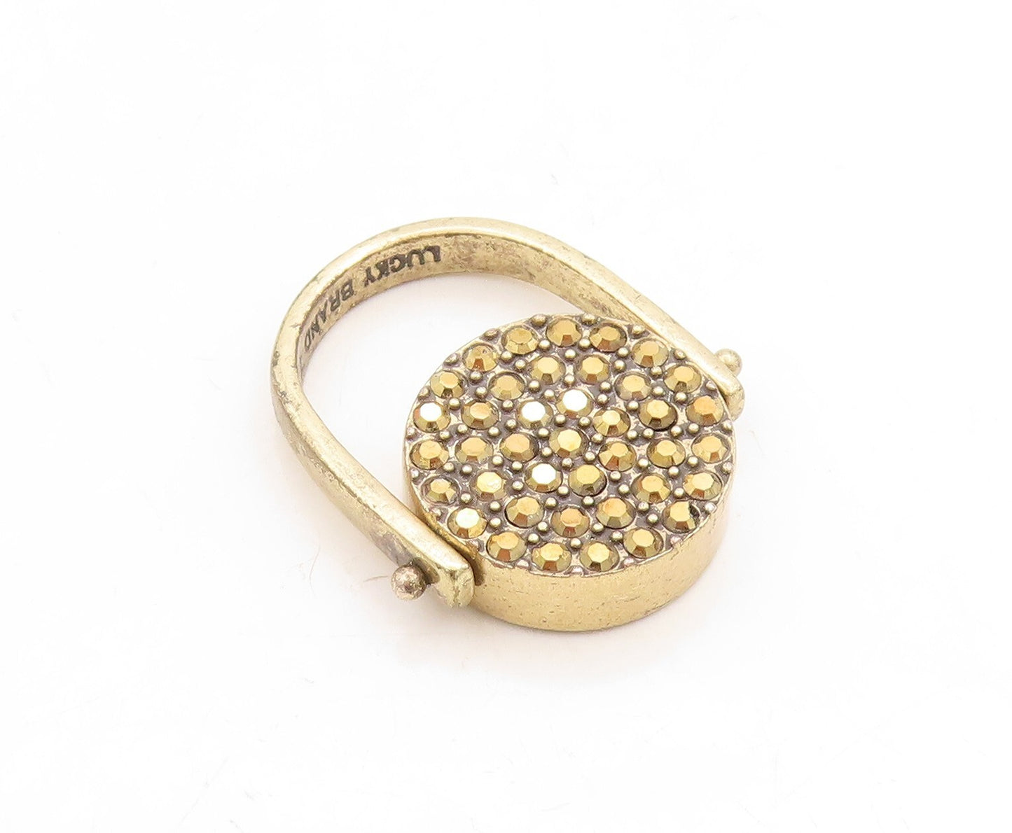 925 Sterling Silver Vintage Ring Gold Plated Double Sided Gemstone Sz 8  RG31256
