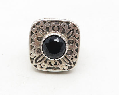 JANICE GIRARDI 925 Silver  Vintage Black Hematite Cocktail Ring Sz 7  RG10062