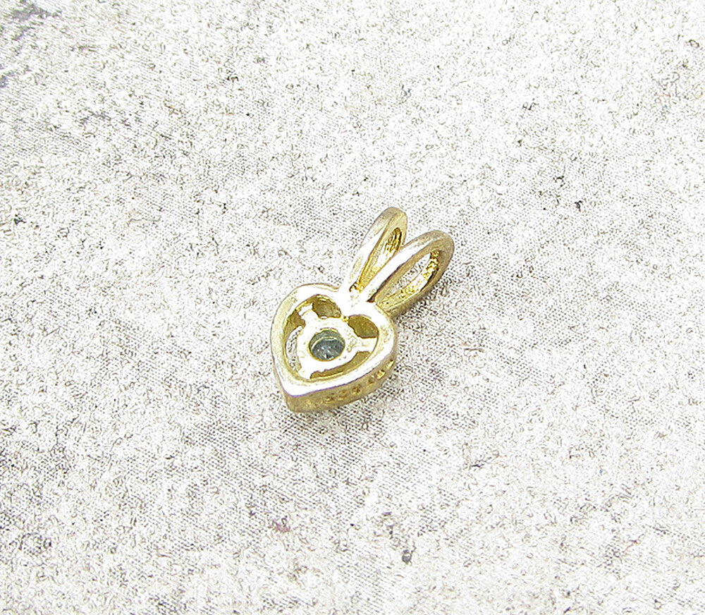 Gold Over 925 Sterling Silver Blue Topaz Love Heart Slider Pendant PT1170