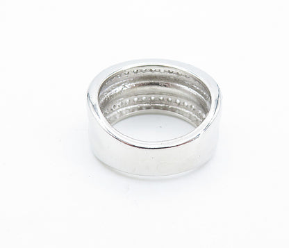 925 Sterling Silver  Cubic Zirconia Two Tone Shiny Twist Band Ring Sz 7 RG6571