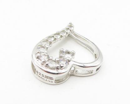 925 Sterling Silver  Sparkling White Topaz Open Love Heart Pendant  PT8842