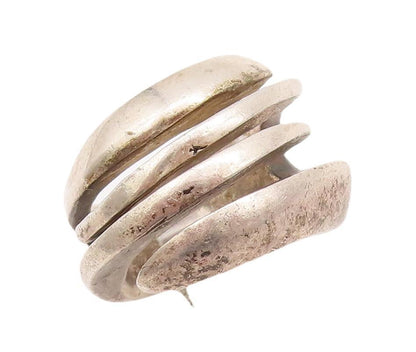 925 Sterling Silver Vintage Ring Designer Cutout Spikes Bypass  Sz 8  RG28214