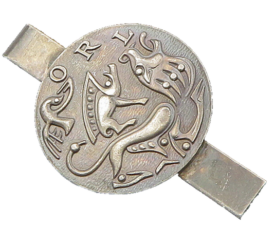 925 Sterling Silver  Vintage Antique ORL Animal Symbols Tie Clip  TR3256