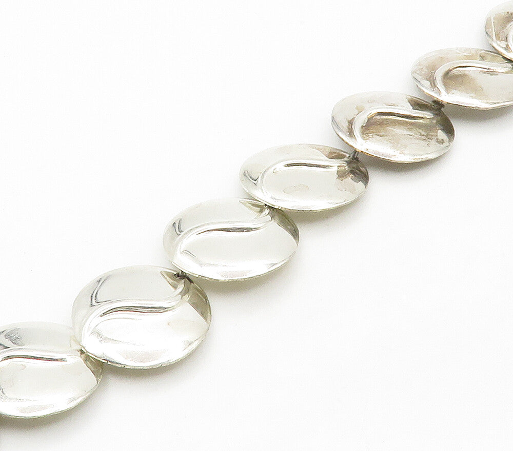 925 Sterling Silver  Vintage Shiny Round Disc Link Chain Necklace  NE2536