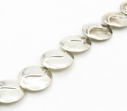 925 Sterling Silver  Vintage Shiny Round Disc Link Chain Necklace  NE2536
