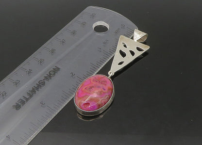 925 Sterling Silver   Vintage Cabochon Cut Agate Cutout Pendant  PT18282