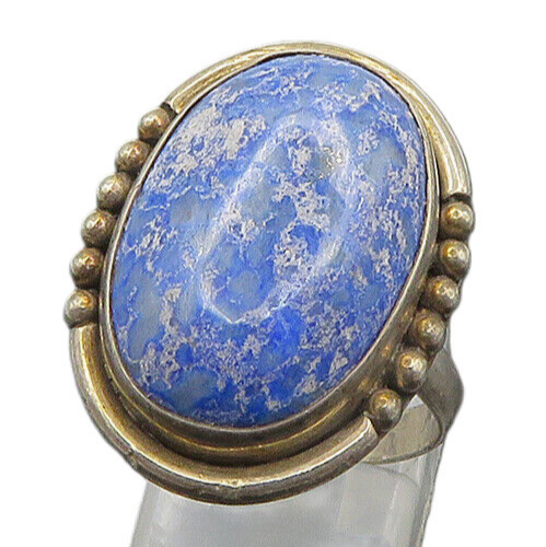 925 Sterling Silver Vintage Cabochon Sodalite Cocktail Ring Sz 8 RG19308