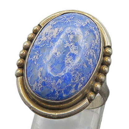 925 Sterling Silver Vintage Cabochon Sodalite Cocktail Ring Sz 8 RG19308