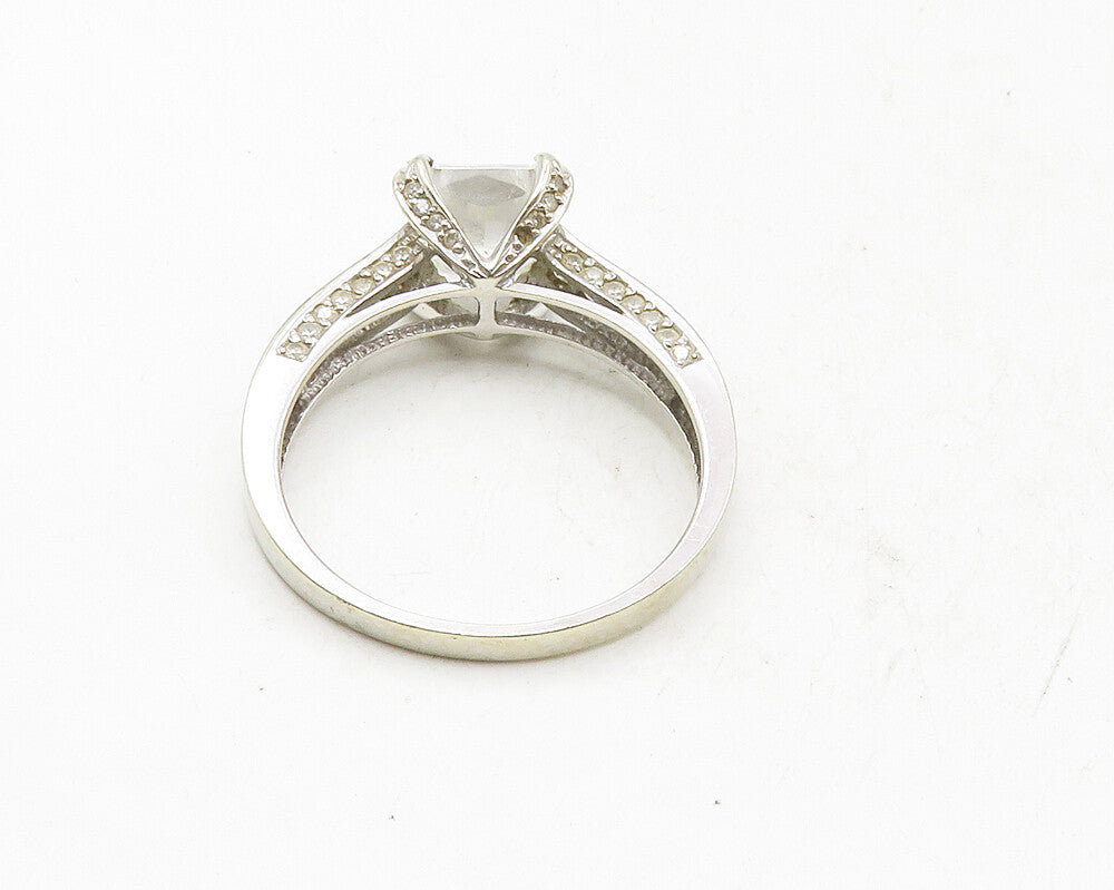 925 Sterling Silver  Cubic Zirconia Solitaire With Accents Ring Sz 11  RG9939
