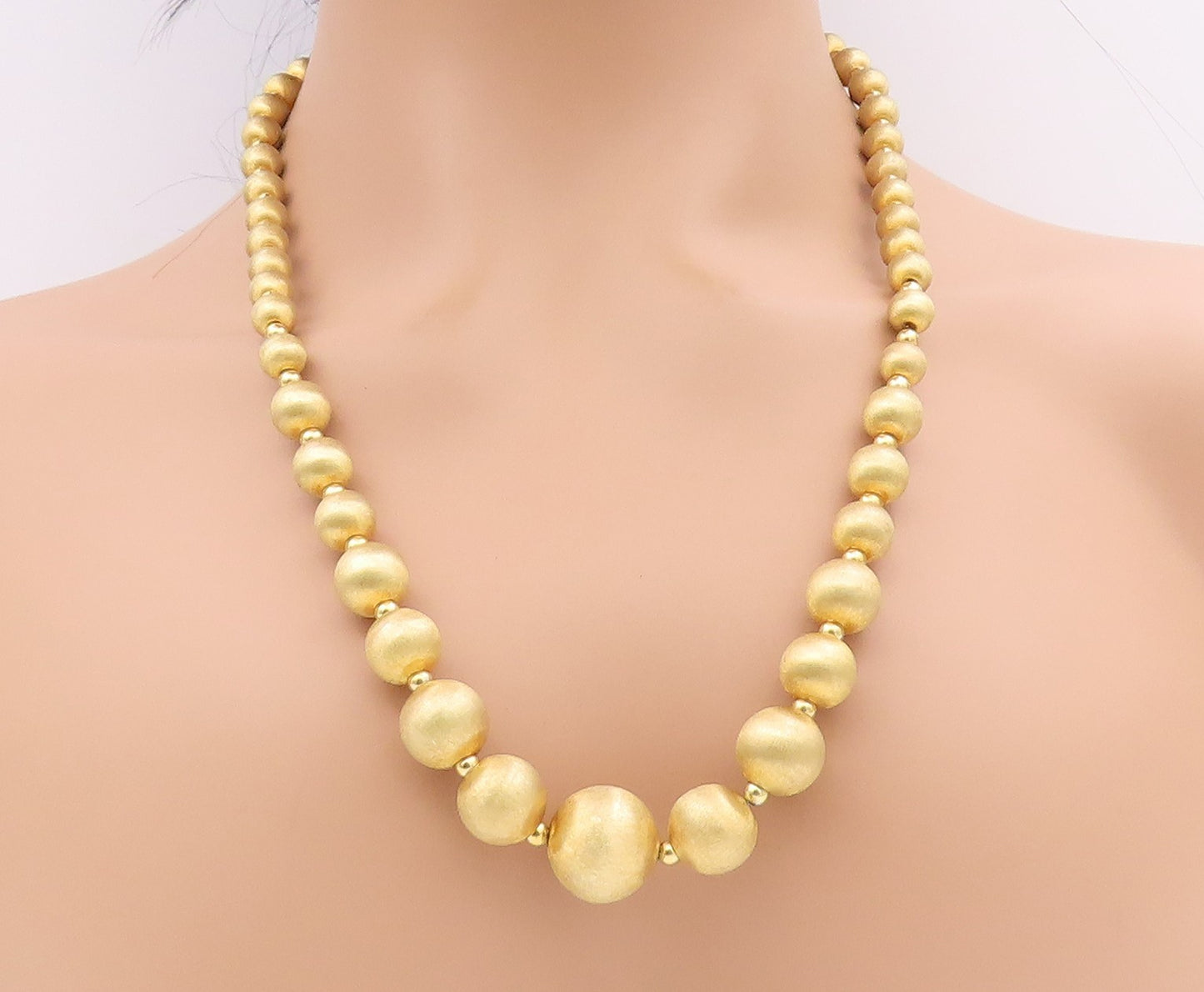 925 Sterling Silver Vintage Necklace Gold Plated Chunky Beaded Chain  NE4694