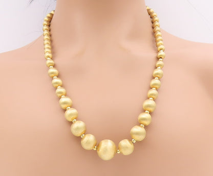 925 Sterling Silver Vintage Necklace Gold Plated Chunky Beaded Chain  NE4694