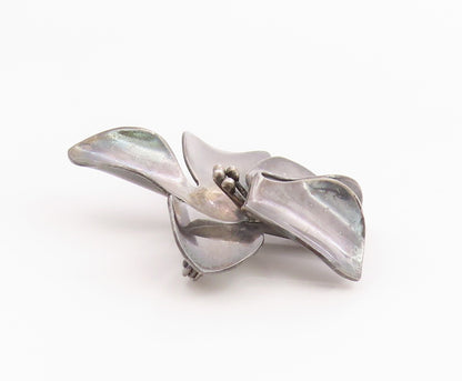 925 Sterling Silver Vintage Brooch Pin DENMARK Abstract Floral Petal  BP12464
