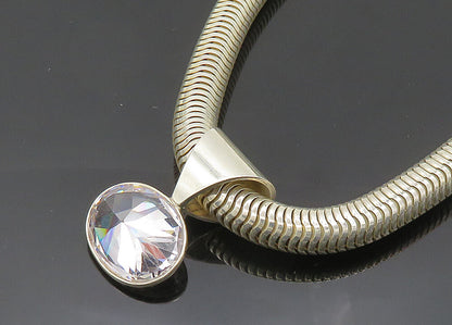 925 Sterling Silver  Vintage Shiny Cubic Zirconia Snake Chain Necklace  NE3375