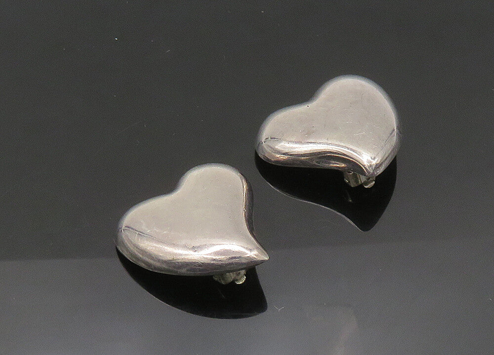 MEXICO 925 Sterling Silver  Vintage Love Heart Non Pierce Earrings  EG10772