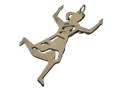 925 Sterling Silver  Vintage Dark Tone Cutout Dancing Woman Pendant  PT10327