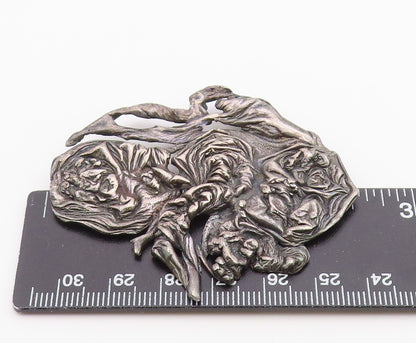 925 Sterling Silver  Vintage Antique Oxidized Sculpted Brooch Pin  BP9274
