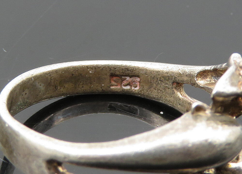 925 Sterling Silver  Vintage Dark Tone Split Dome Band Ring Sz 6  RG21189