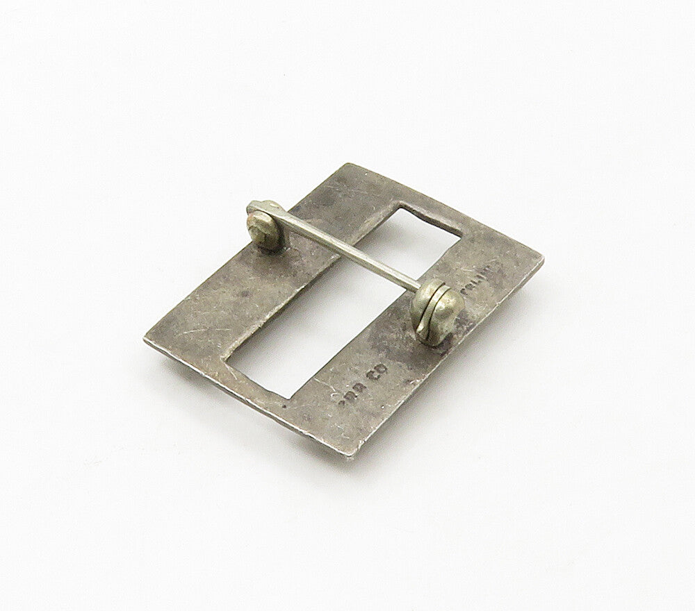 925 Sterling Silver  Vintage Dark Tone Smooth Square Brooch Pin  BP6467