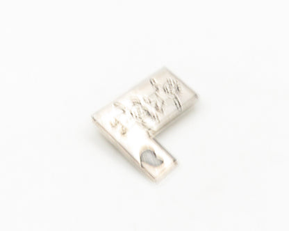 MEXICO 925 Silver  Vintage Oxidized Children Heart Letter L Brooch Pin  BP7190