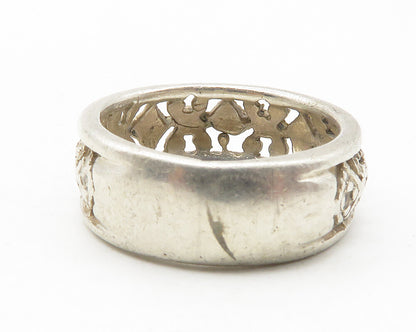 925 Sterling Silver  Vintage Open Design Round Band Ring Sz 7  RG11748