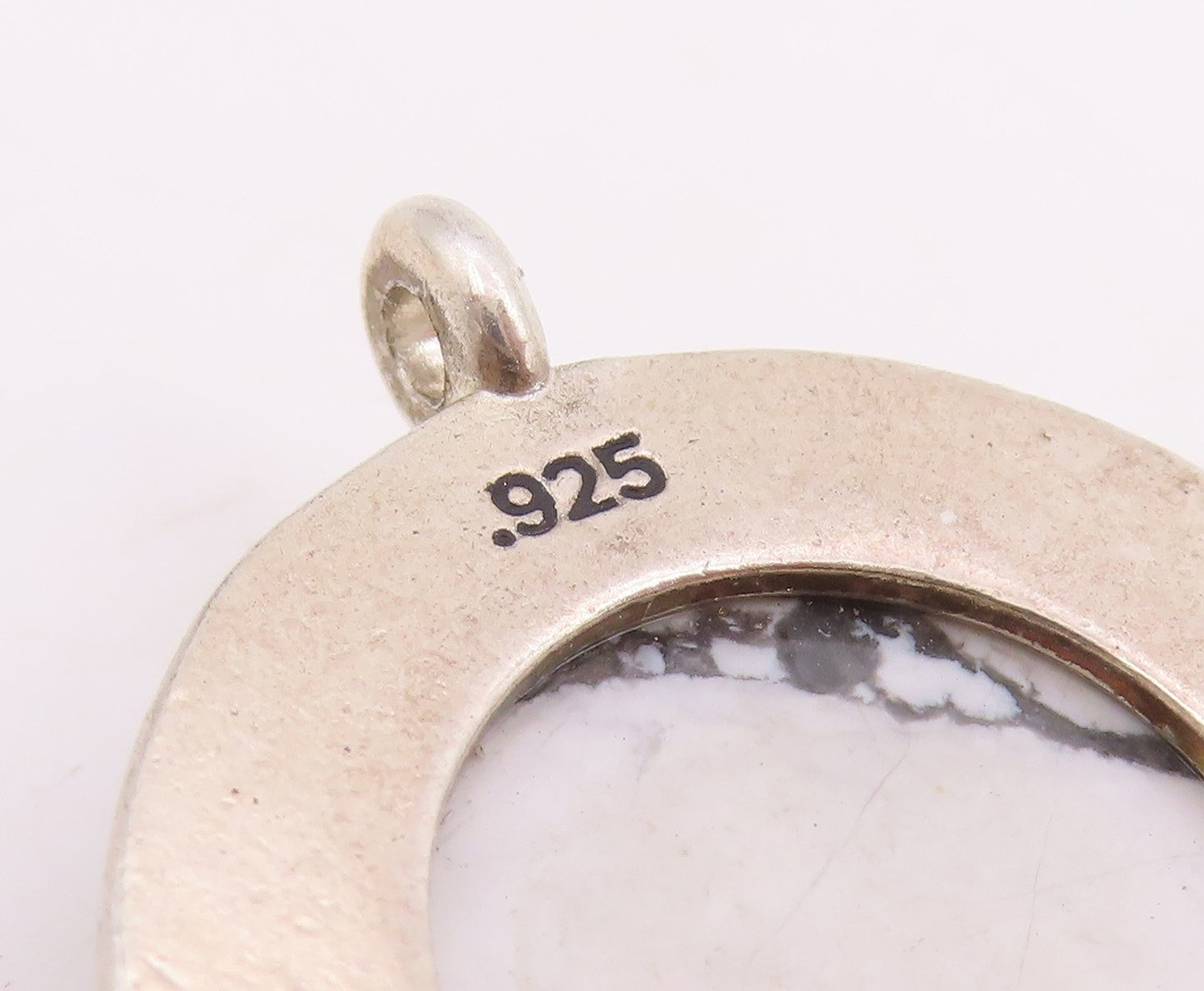 925 Sterling Silver Vintage Pendant ALEX & ANI Cabochon Howlite Charm  PT25850