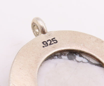 925 Sterling Silver Vintage Pendant ALEX & ANI Cabochon Howlite Charm  PT25850