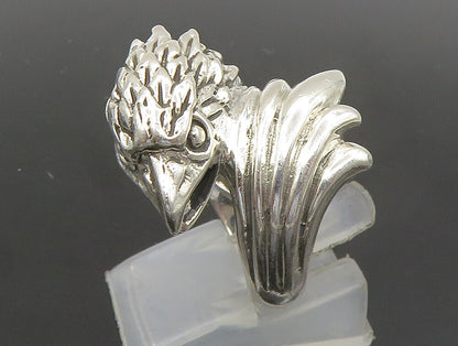 925 Sterling Silver  Vintage Shiny Eagle Head Bypass Band Ring Sz 8  RG23823