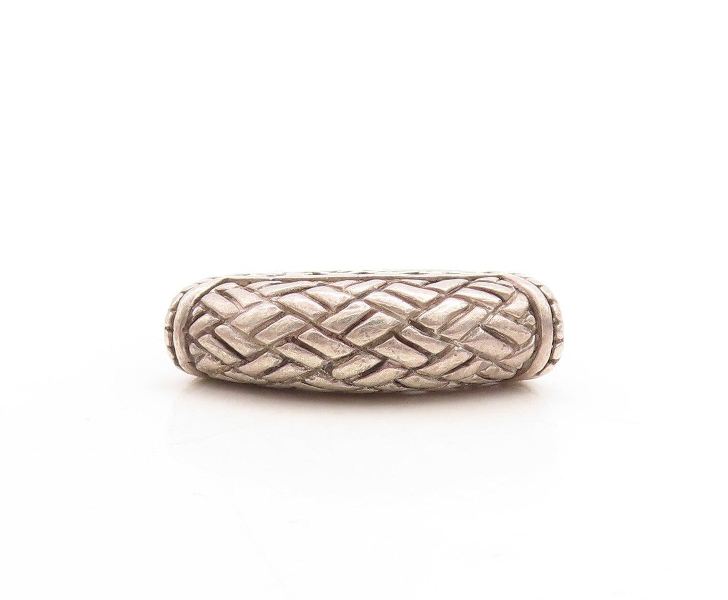 925 Sterling Silver Vintage Ring Dark Tone Woven Effect Carved  Sz 8  RG31253