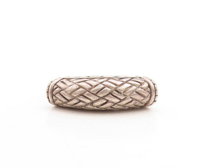 925 Sterling Silver Vintage Ring Dark Tone Woven Effect Carved  Sz 8  RG31253