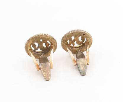 925 Sterling Silver Vintage Cuff Links DA VINCI Etched S & C Monograms  TR4050