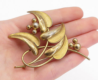 FORSTNER 925 Sterling Silver  Vintage Gold Plated Floral Brooch Pin  BP1846