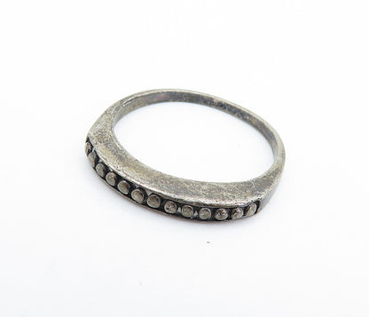 925 Sterling Silver  Vintage Dark Tone Circle Pattern Band Ring Sz 7  RG6687