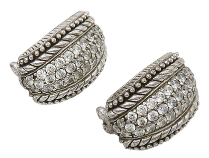 JUDITH RIPKA 925 Silver  Vintage Cubic Zirconia Twist Drop Earrings  EG10686