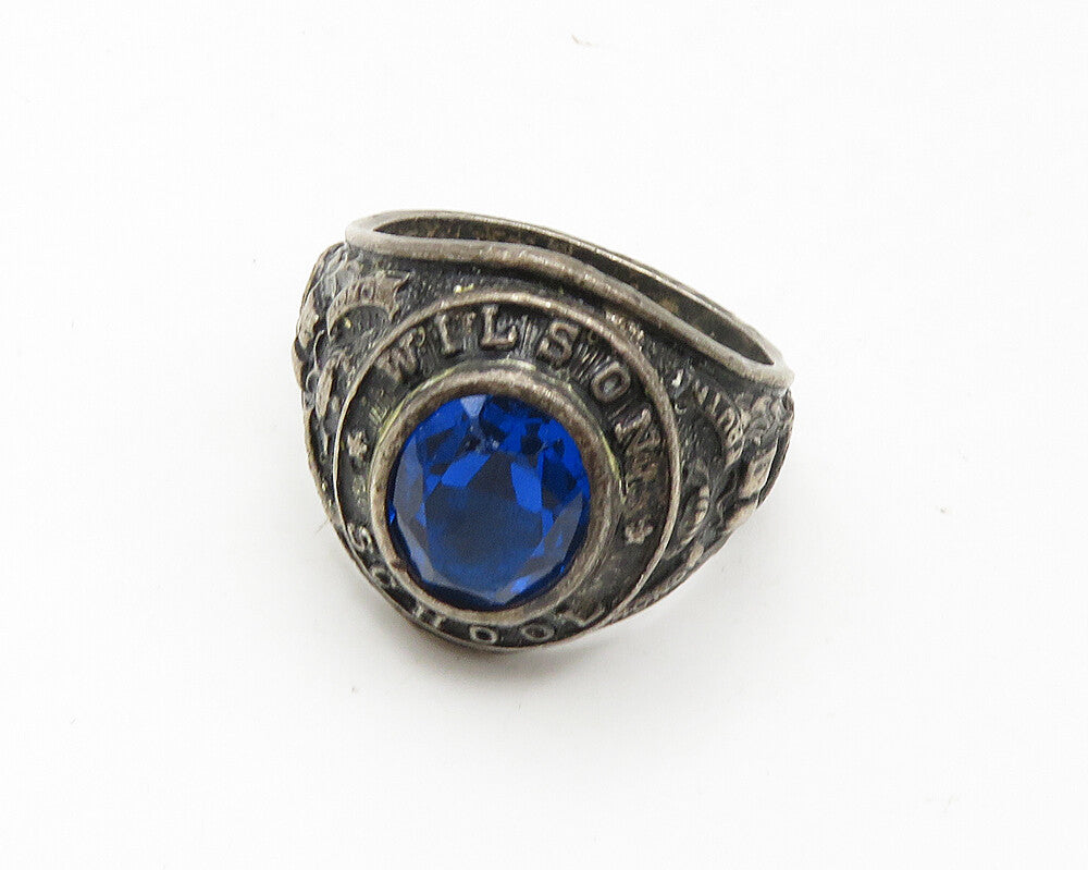 ABB 925 Silver  Vintage Antique Topaz Wilson 1968 Class Ring Sz 8  RG18883