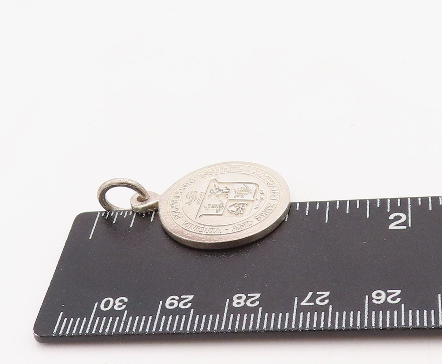 925 Sterling Silver Vintage Pendant Virginia State School Carved Coin  PT23569