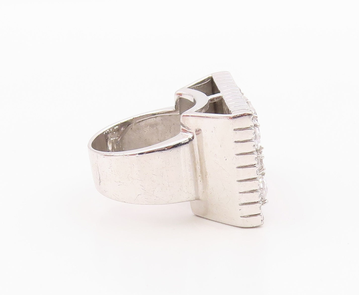 925 Sterling Silver Vintage Ring POMPOOS Multi Shape CZ Band  Sz 8  RG36358