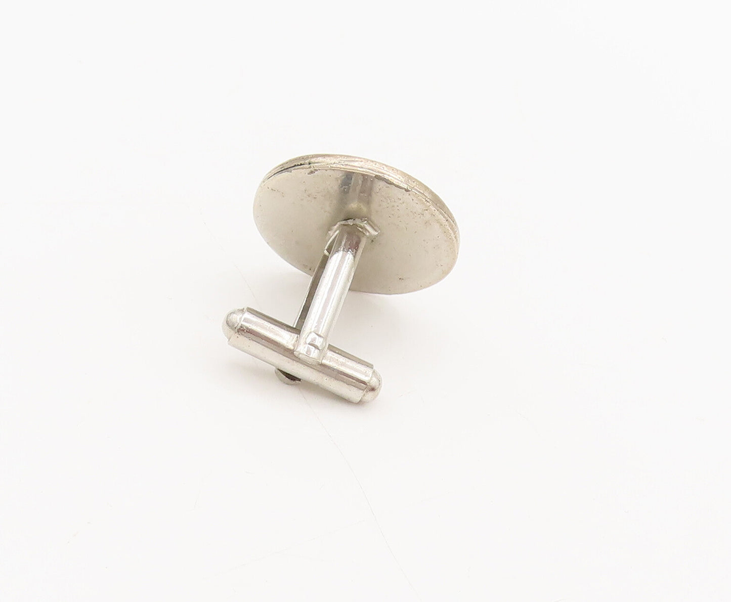 925 Sterling Silver Vintage Carved Car Button Like Round Cuff Links TR3520