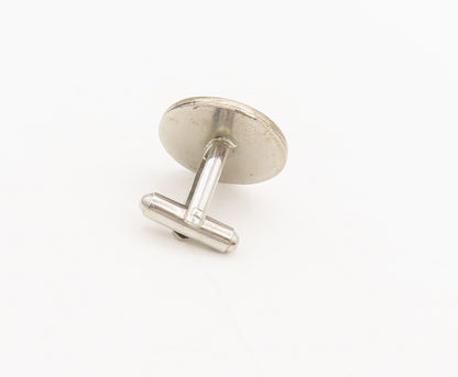 925 Sterling Silver Vintage Carved Car Button Like Round Cuff Links TR3520