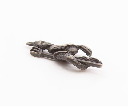 925 Sterling Silver  Vintage Oxidized Aquarius Symbol Zodiac Pendant  PT18652